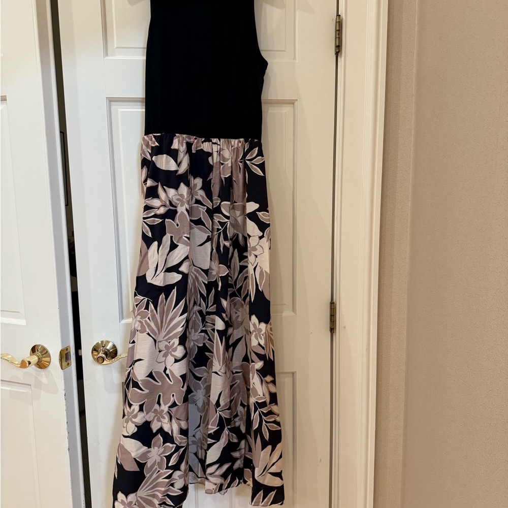 DREW Black and Floral Maxi Dress